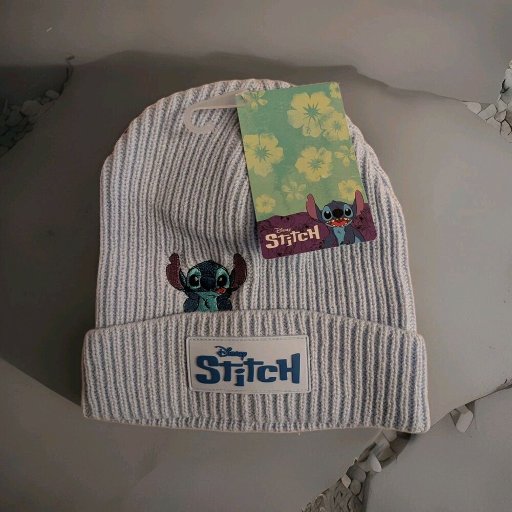 Disney Stitch Cozy Light Blue Beanie Cap Hat Kids